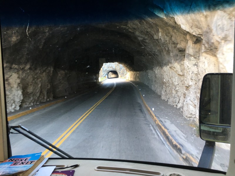 US Highway 14 tunnels just outside Cody
There are 2 small tunnels then the 3/4 mile big one just east of Buffalo Bill Dam & reservoir.
