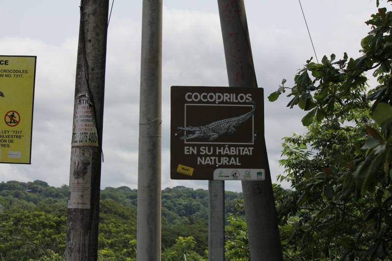 Sign before 'Croc Bridge' on the Tarcoles River
