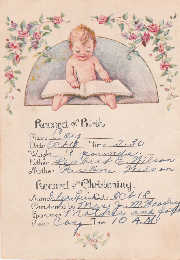 Record of birth Elza
Keywords: Elza